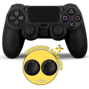 Захисний силіконовий чохол Full Black для геймпаду Sony DualShock 4 (PS4) + в подарунок накладки на стіки 0709 фото