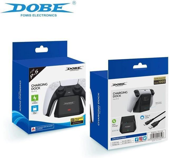Зарядна станція DOBE TP5-0586 для геймпаду DualSense (PS5) з LED індикатором (Type-C/Black) 0980 фото