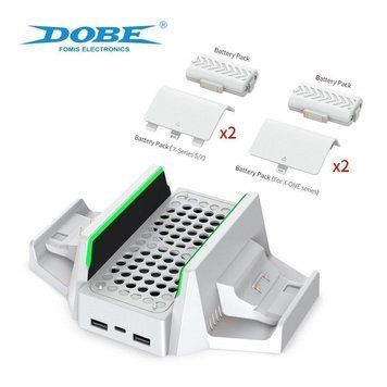 Багатофункціональна зарядна станція DOBE TYX-0663 з охолодженням + 2 акумулятори (800 mAh x2) для XBOX Series S з LED-індикацією 0989 фото