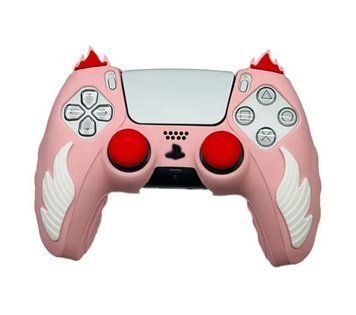 Якісний захисний силіконовий чохол Fiery Pink для геймпаду Sony DualSense PS5 + накладки на стіки 1309 фото
