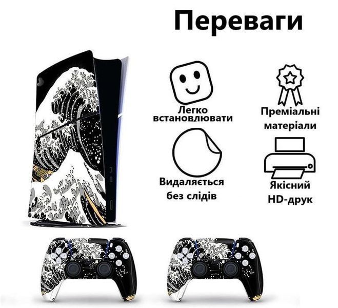 Комплект вінілових наліпок Honson (Wave) для Sony PlayStation 5 SLIM Blu-ray та Dualsense 0939 фото