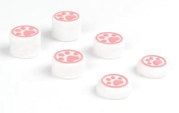 Силіконові накладки на стики Paws 6в1 White/Pink для ігрової приставки Nintendo Switch / Switch OLED / Switch LITE 1043 фото