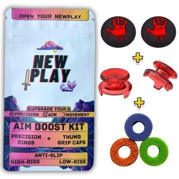 Комплект NEWPLAY Aim Boost Kit (3в1): накладки на стіки Blood Hand + прицільні кільця + подовжувачі аналогів для геймпадів Sony 0993 фото