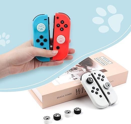 Силіконові накладки на стики Paws 6в1 White/Pink для ігрової приставки Nintendo Switch / Switch OLED / Switch LITE 1043 фото