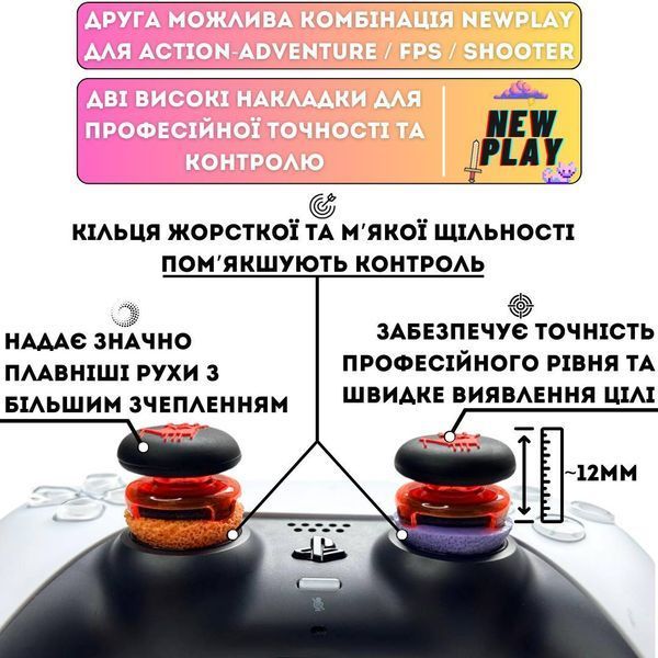 Комплект NEWPLAY Aim Boost Kit (3в1): накладки на стики Blood Hand + прицельные кольца + удлинители аналогов 0993 фото