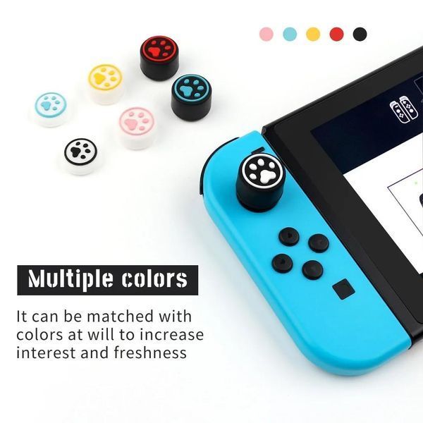 Силіконові накладки на стики Paws 6в1 White/Pink для ігрової приставки Nintendo Switch / Switch OLED / Switch LITE 1043 фото