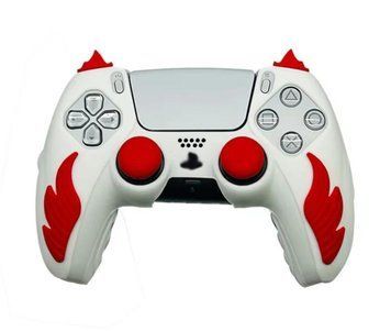 Якісний захисний силіконовий чохол Fiery White для геймпаду Sony DualSense PS5 + накладки на стіки 1307 фото