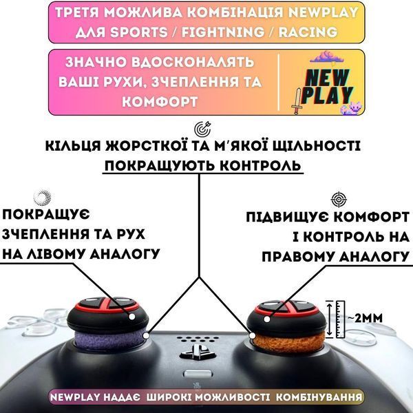 Комплект NEWPLAY Aim Boost Kit (3в1): накладки на стики Deadpool + прицельные кольца + удлинители аналогов 0994 фото