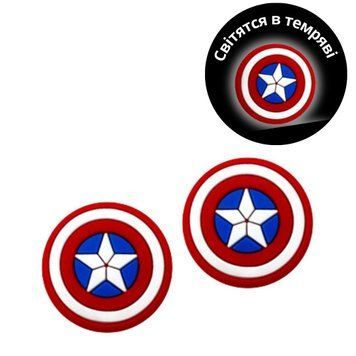 Силіконові накладки на стіки які світяться в темряві Captain America (Red) для геймпадів Sony DualShock PS4 / DualSense PS5 / Xbox 1326 фото