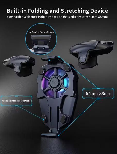 Комплект MEMO AK03 (Black): ігрові тригери з технологією Air Mappping + автономний RGB кулер охолодження для телефону (400 mAh) + 1196 фото