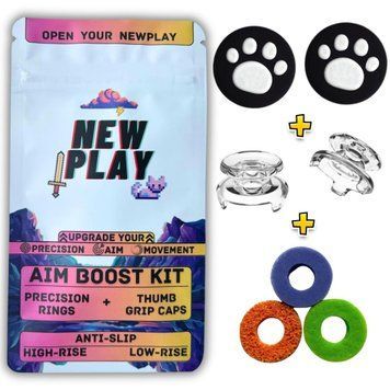 Комплект NEWPLAY Aim Boost Kit (3в1): накладки на стіки Paws B/W + прицільні кільця + подовжувачі аналогів для геймпадів Sony 0996 фото
