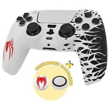 Якісний захисний силіконовий чохол Marvel`s Spider-Man 2 (White) для геймпаду Sony DualSense PS5 + накладки на стіки 1319 фото