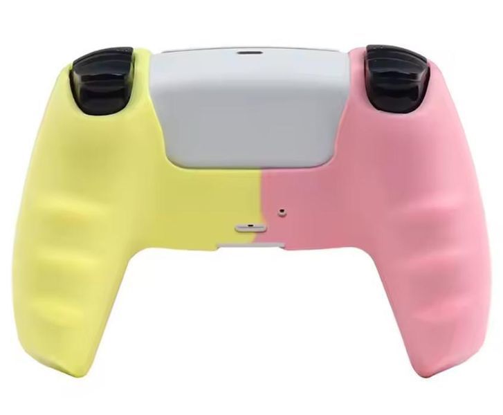 Защитный силиконовый чехол Pink/Yellow для геймпада Sony DualSense (PS5) + в подарок накладки на стики "Лапки" 1434 фото