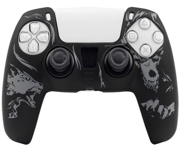 Качественный защитный силиконовый чехол BearWolf (Black/Grey) для геймпада Sony DualSense (PS5) + накладки на 1426 фото