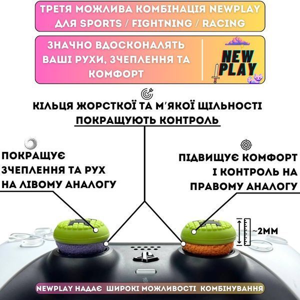 Комплект NEWPLAY Aim Boost Kit (3в1): накладки на стіки Minecraft Creeper + прицільні кільця + подовжувачі аналогів для геймпадів 0998 фото