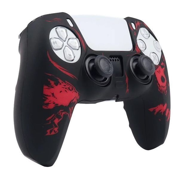 Якісний захисний силіконовий чохол BearWolf (Black/Red) для геймпаду Sony DualSense (PS5) + накладки на стіки 1425 фото