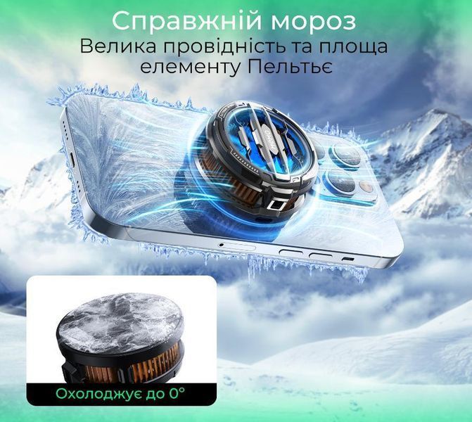 Флагманський магнітний кулер для телефону MEMO CX-07 з елементом Пелетьє та RGB (Type-C|15W) 1199 фото