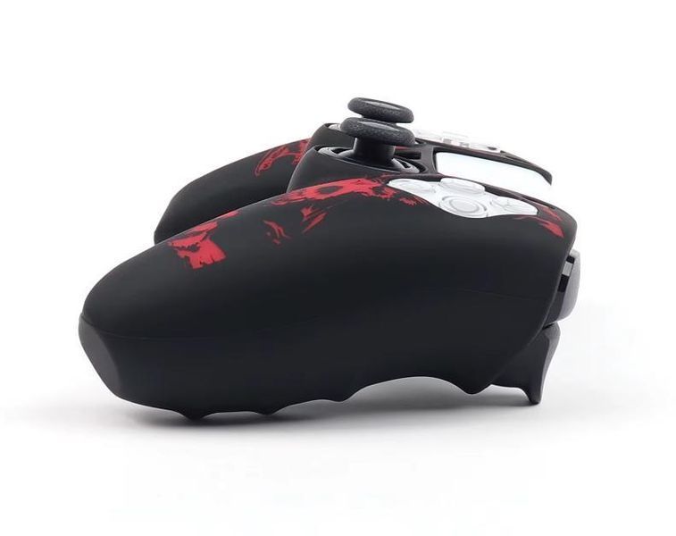 Якісний захисний силіконовий чохол BearWolf (Black/Red) для геймпаду Sony DualSense (PS5) + накладки на стіки 1425 фото