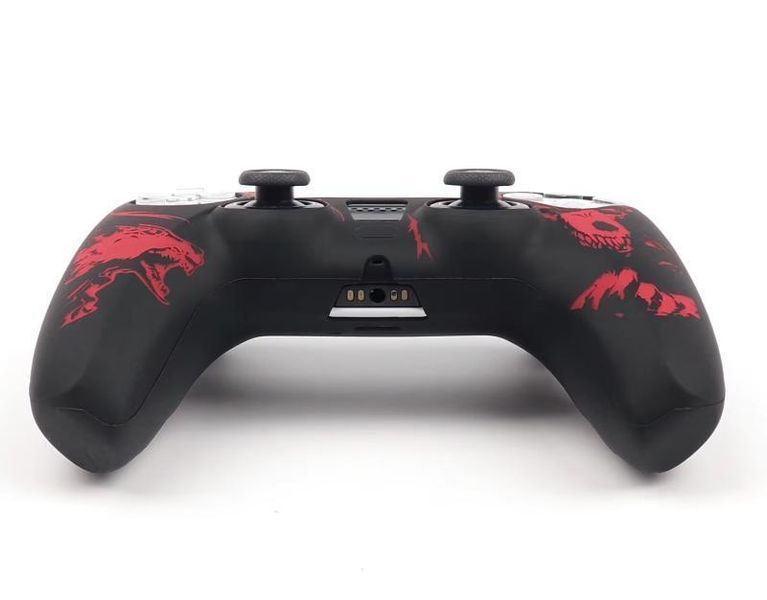 Якісний захисний силіконовий чохол BearWolf (Black/Red) для геймпаду Sony DualSense (PS5) + накладки на стіки 1425 фото
