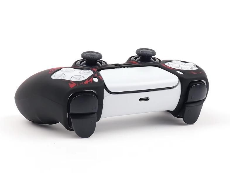 Якісний захисний силіконовий чохол BearWolf (Black/Red) для геймпаду Sony DualSense (PS5) + накладки на стіки 1425 фото