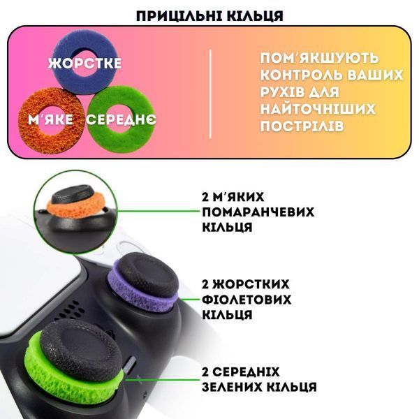 Прицільні кільця на стіки NewPlay Precision Rings (6в1) для Steam Deck / DualSense PS5 / Asus Rog Ally / DualShock PS4 / Xbox 1031 фото