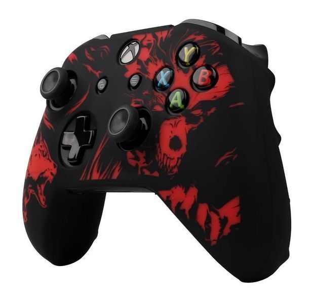 Качественный защитный силиконовый чехол BearWolf (Black/Red) для геймпада Xbox Series X|S + накладки на стики 1421 фото