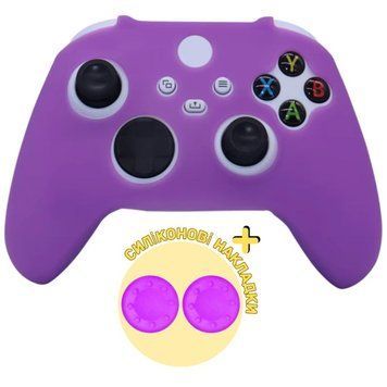 Ультратонкий силиконовый чехол Full Purple для геймпада Xbox Series X|S + в подарок накладки на стики 1337 фото