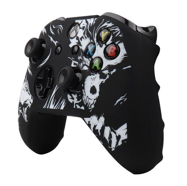 Качественный защитный силиконовый чехол BearWolf (Black/White) для геймпада Xbox Series X|S + накладки на 1420 фото