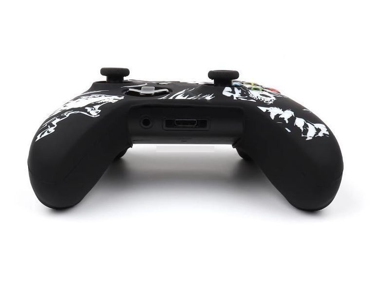 Качественный защитный силиконовый чехол BearWolf (Black/White) для геймпада Xbox Series X|S + накладки на 1420 фото