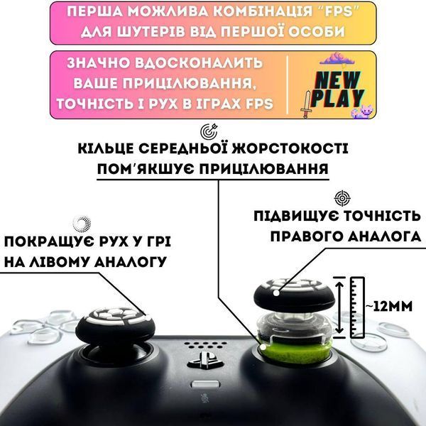 Комплект NEWPLAY Aim Boost Kit (3в1): накладки на стики Football + прицельные кольца + удлинители аналогов 1001 фото