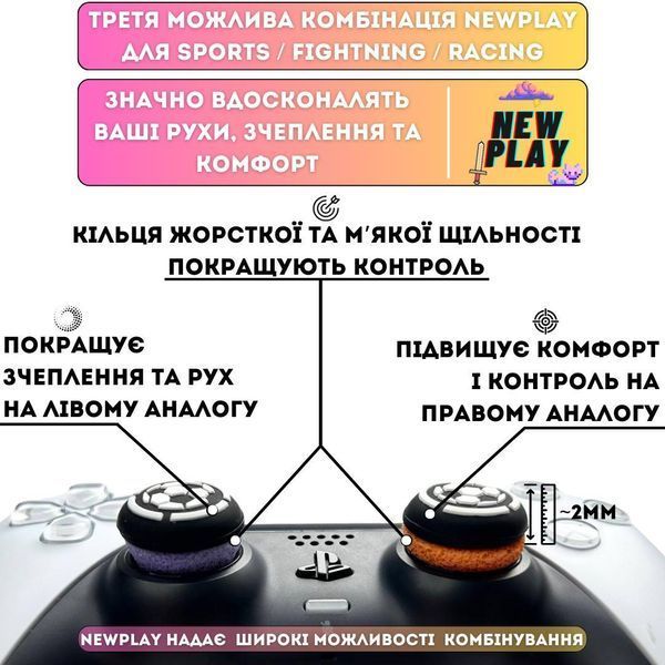 Комплект NEWPLAY Aim Boost Kit (3в1): накладки на стики Football + прицельные кольца + удлинители аналогов 1001 фото