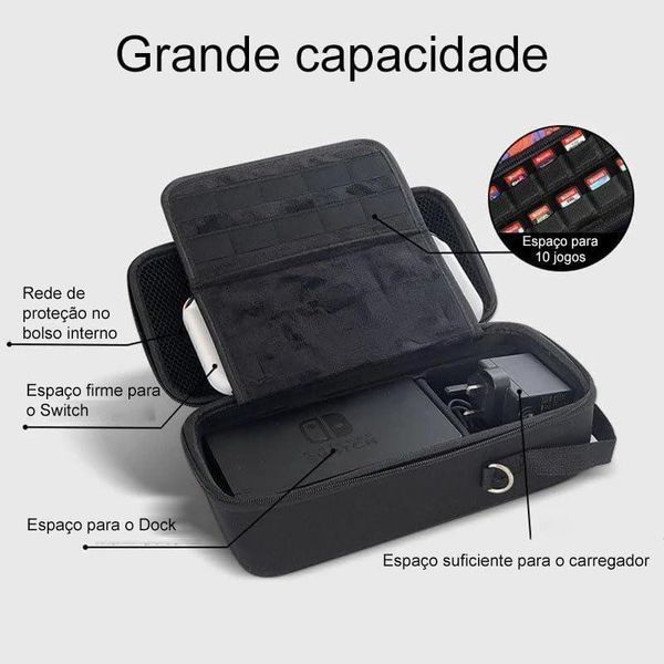 Збільшений захисний кейс Mini Travel для ігрової консолі Nintendo Switch / Nintendo Switch OLED (Full Black) 1253 фото