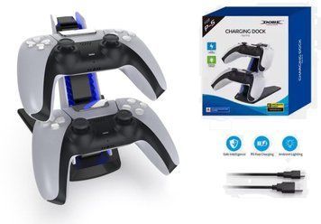 Вертикальна зарядна станція Dobe TP5-0585S для геймпадів Sony DualSense (PS5) з підсвічуванням 1153 фото
