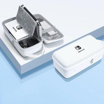 Увеличенный защитный кейс Mini Travel для игровой консоли Nintendo Switch / Nintendo Switch OLED (Full White) 1254 фото