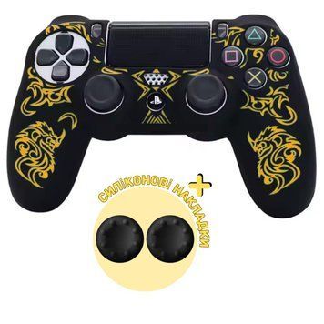 Качественный защитный силиконовый чехол Ralan для геймпада Sony DualShock 4 (PS4) + накладки на стики 1302 фото
