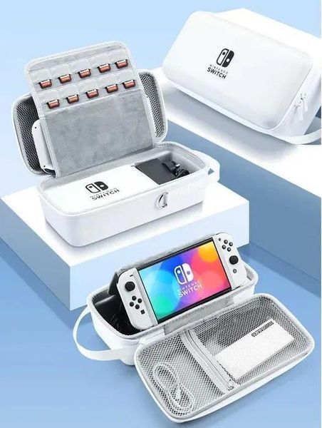 Збільшений захисний кейс Mini Travel для ігрової консолі Nintendo Switch / Nintendo Switch OLED (Full White) 1254 фото