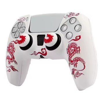 Качественный защитный силиконовый чехол Red Dragon для геймпада Sony DualSense PS5 + накладки на стики 1291 фото