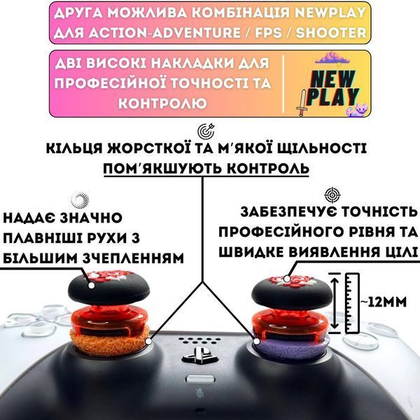 Комплект NEWPLAY Aim Boost Kit (3в1): накладки на стики Cyberpunk 2077 + прицельные кольца + удлинители 1003 фото