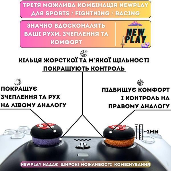 Комплект NEWPLAY Aim Boost Kit (3в1): накладки на стики Cyberpunk 2077 + прицельные кольца + удлинители 1003 фото