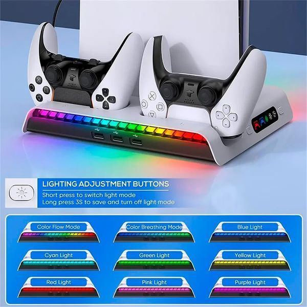 Док - станція iPega PG-P5S006 для Sony PlayStation 5 PRO / Slim (Disc|Digital Edition) та DualSense з охолодженням та RGB + кріплення для навушників (PS5) 1502 фото