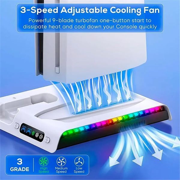 Док - станція iPega PG-P5S006 для Sony PlayStation 5 PRO / Slim (Disc|Digital Edition) та DualSense з охолодженням та RGB + кріплення для навушників (PS5) 1502 фото