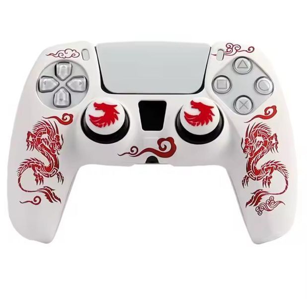 Якісний захисний силіконовий чохол Red Dragon для геймпаду Sony DualSense PS5 + накладки на стіки 1291 фото