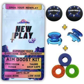 Комплект NEWPLAY Aim Boost Kit (3в1): накладки на стіки God of War Ragnarok + прицільні кільця + подовжувачі аналогів для 1004 фото