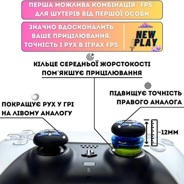 Комплект NEWPLAY Aim Boost Kit (3в1): накладки на стіки God of War Ragnarok + прицільні кільця + подовжувачі аналогів для 1004 фото