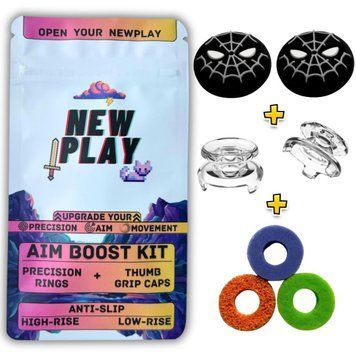 Комплект NEWPLAY Aim Boost Kit (3в1): накладки на стіки Spider-Man Mask Black + прицільні кільця + подовжувачі аналогів для 1005 фото