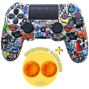 Захисний силіконовий чохол для геймпаду Sony DualShock 4&trade; (PS4) type 5 + в подарунок накладки на стіки 0510 фото