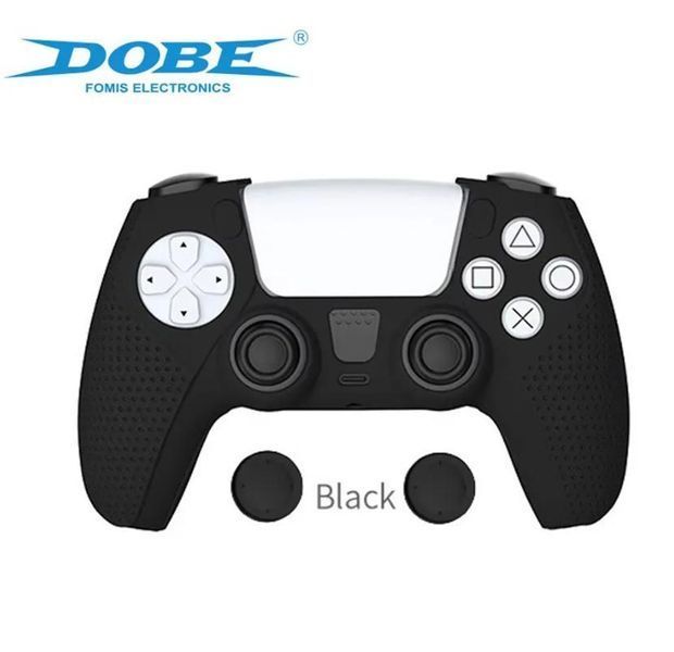 Захисний силіконовий чохол Dobe TP5-0559 Black для геймпаду Sony DualSense (PS5) + накладки на стіки 1258 фото