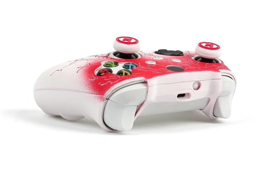 Якісний захисний силіконовий чохол Red Lightning для геймпаду Xbox Series X|S + накладки на стіки 1303 фото
