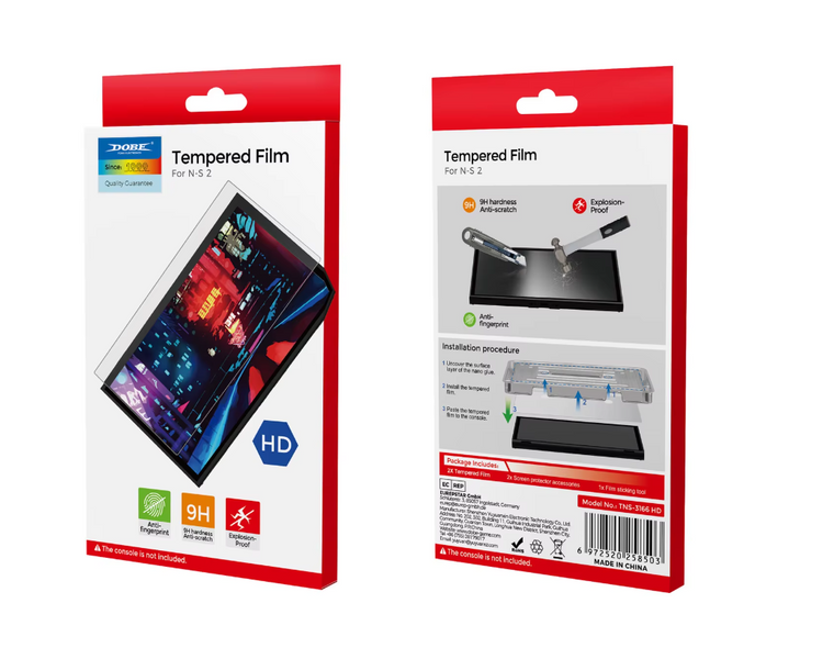 Загартоване захисне скло Dobe (2шт.) для ігрової консолі Nintendo Switch 2 1532 фото