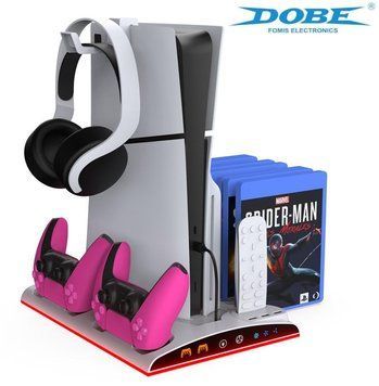 Багатофункціональна док-станція DOBE TP5-3570 з охолодженням для Sony PlayStation 5 / PS5 SLIM Blu-ray/Digital (Type-C/LED/White) 0982 фото